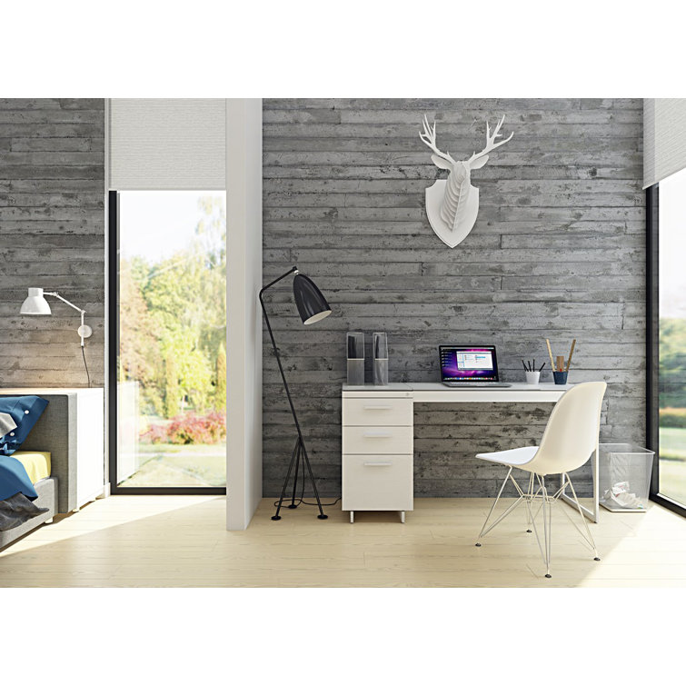 Centro White and Gray Glass 3-Drawer Mobile File Cabinet