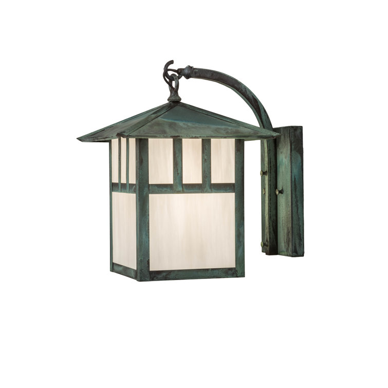 Verdigris White Glass 1-Light Armed Sconce