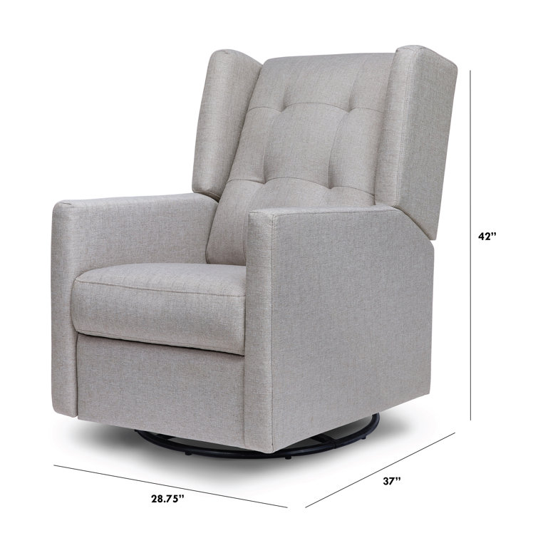 Misty Grey Swivel Recliner with Wood Base