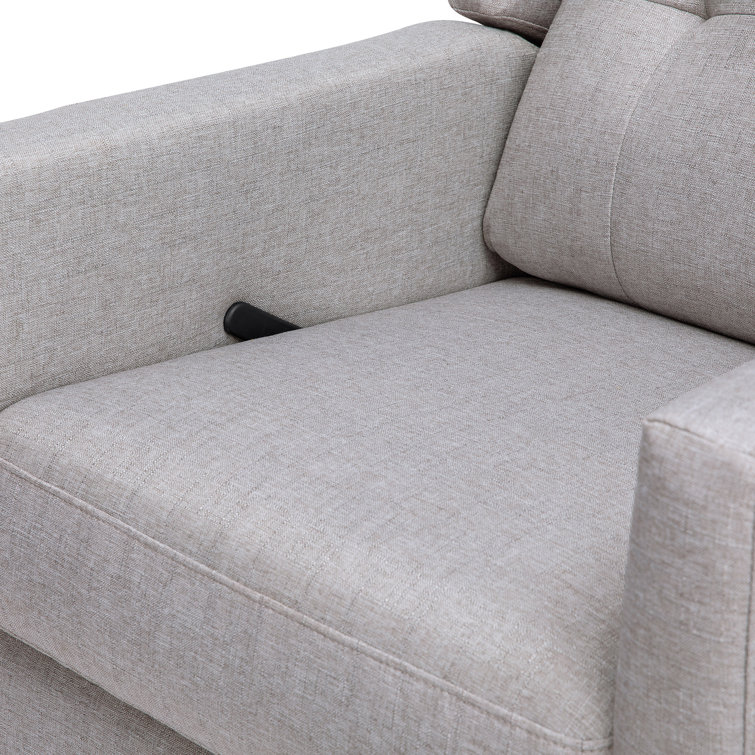 Misty Grey Swivel Recliner with Wood Base