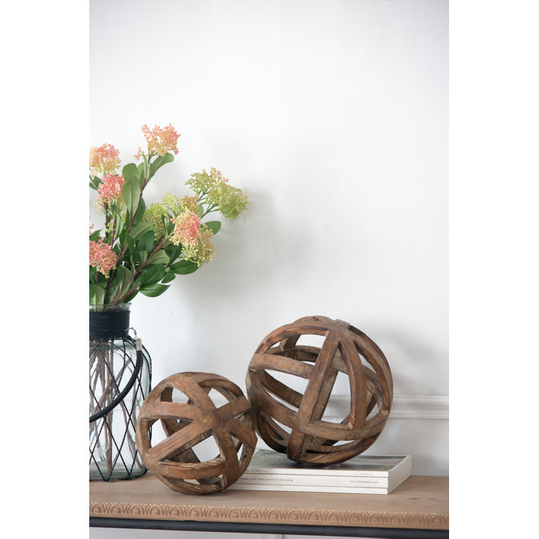 Ravello Contemporary Fir Wood 10" Decorative Orb