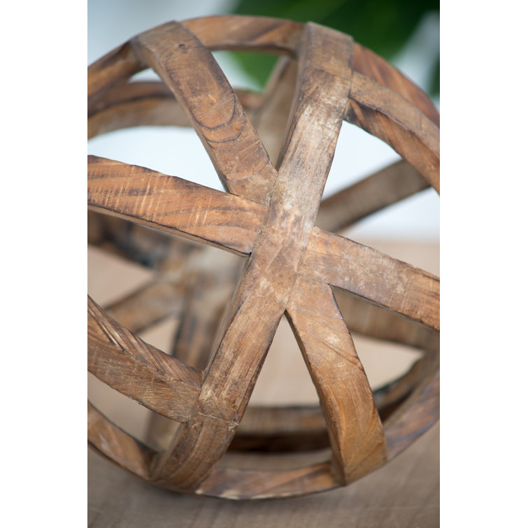 Ravello Contemporary Fir Wood 10" Decorative Orb
