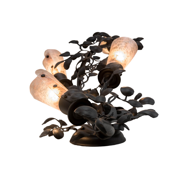 Elegant Old Wrought Iron Vine Sconce with Dimmable Silver Mica Shades