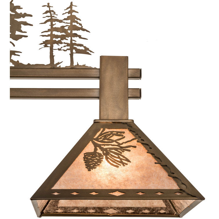 Antique Copper 3-Light Glass Island Pendant with Silver Mica Shades