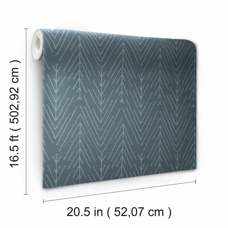 Navy and Gray Chevron Peel & Stick Wallpaper Roll