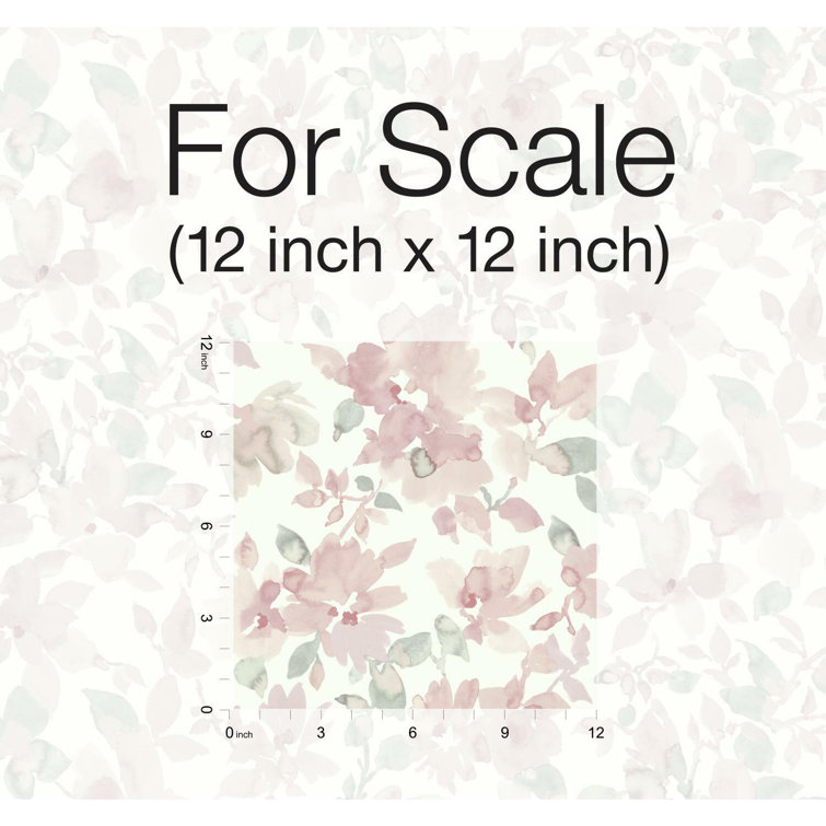 Light Pink and Green Floral Peel and Stick Wallpaper Roll