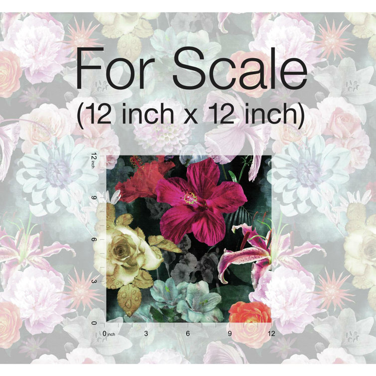 Red and Blue Floral Peel & Stick Vinyl Wallpaper Roll