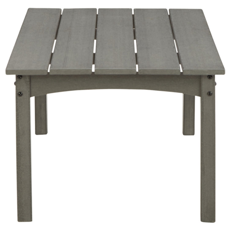 Gray HDPE Rectangular Outdoor Coffee Table with Slatted Top