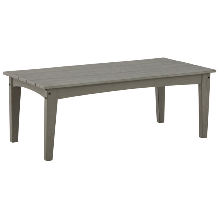 Gray HDPE Rectangular Outdoor Coffee Table with Slatted Top