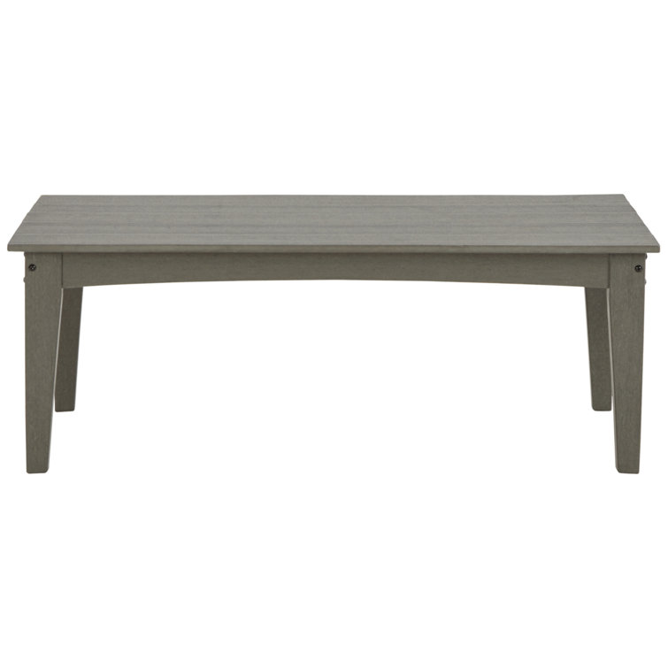 Gray HDPE Rectangular Outdoor Coffee Table with Slatted Top