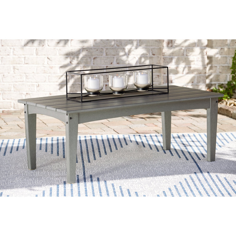 Gray HDPE Rectangular Outdoor Coffee Table with Slatted Top