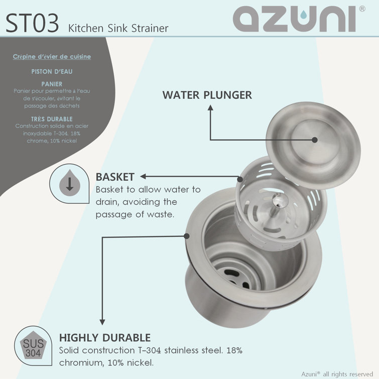 Stainless Steel Deep Basket Kitchen Sink Strainer