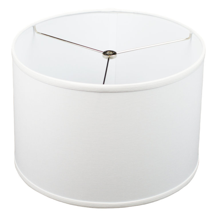 13" White Linen Drum Lamp Shade with Spider Attachment