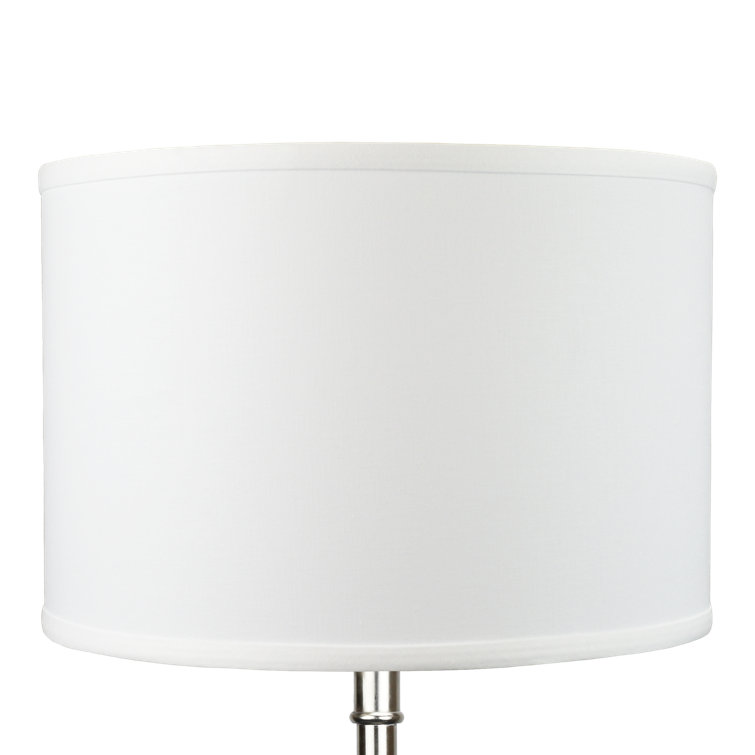 13" White Linen Drum Lamp Shade with Spider Attachment
