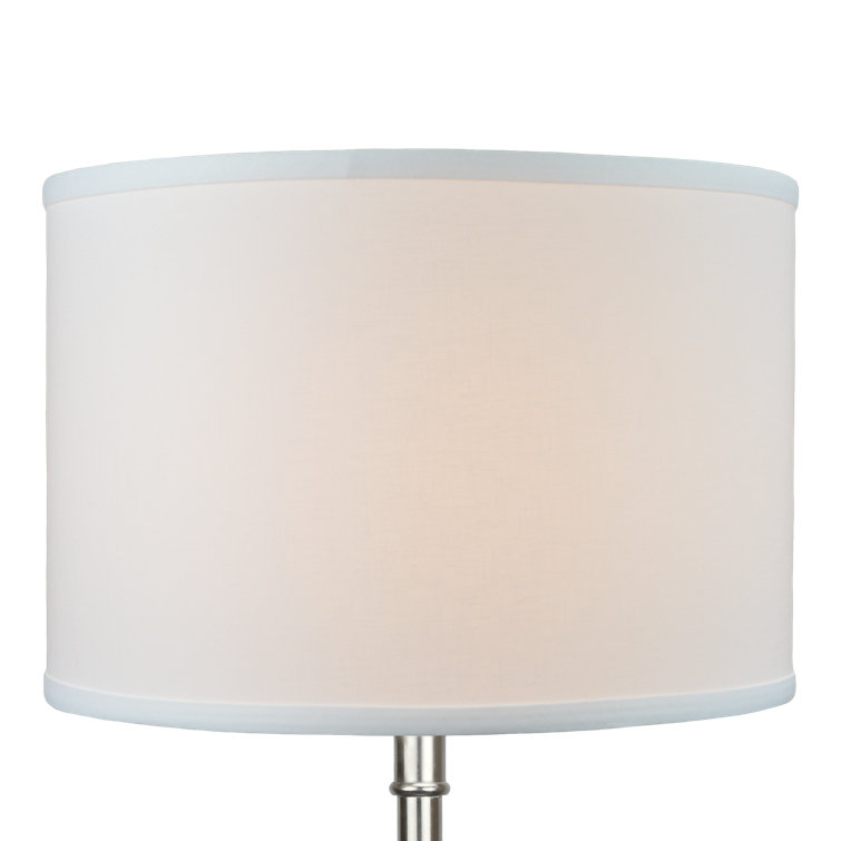 13" White Linen Drum Lamp Shade with Spider Attachment