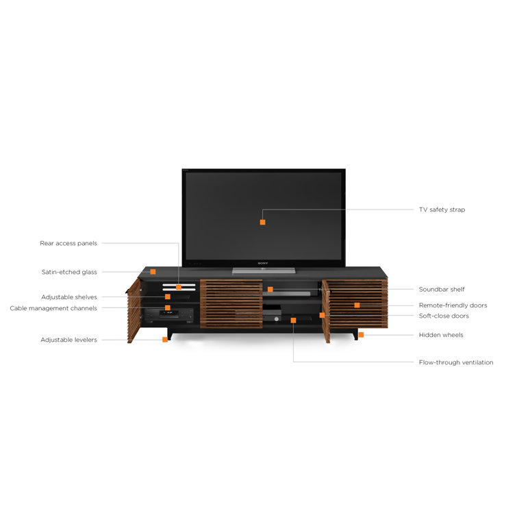 Chocolate Stained Walnut Media Console with Adjustable Shelves