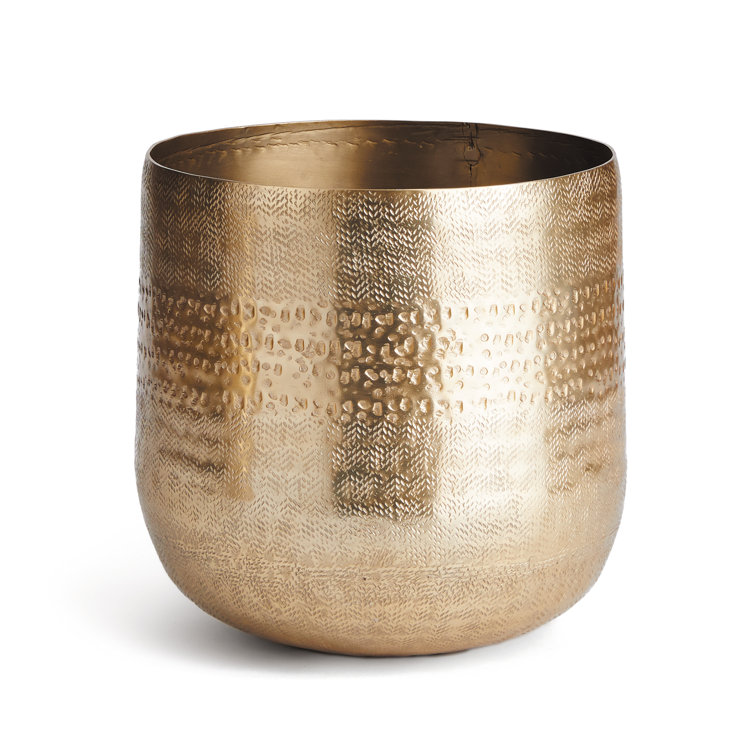 Emberlynn Large Gold Textured Aluminum Planter