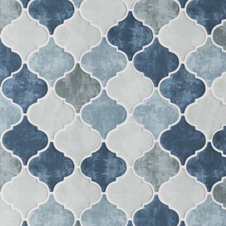 Recycle 4" x 4" Glass Arabesque Fabric look Mosaic Wall Tile