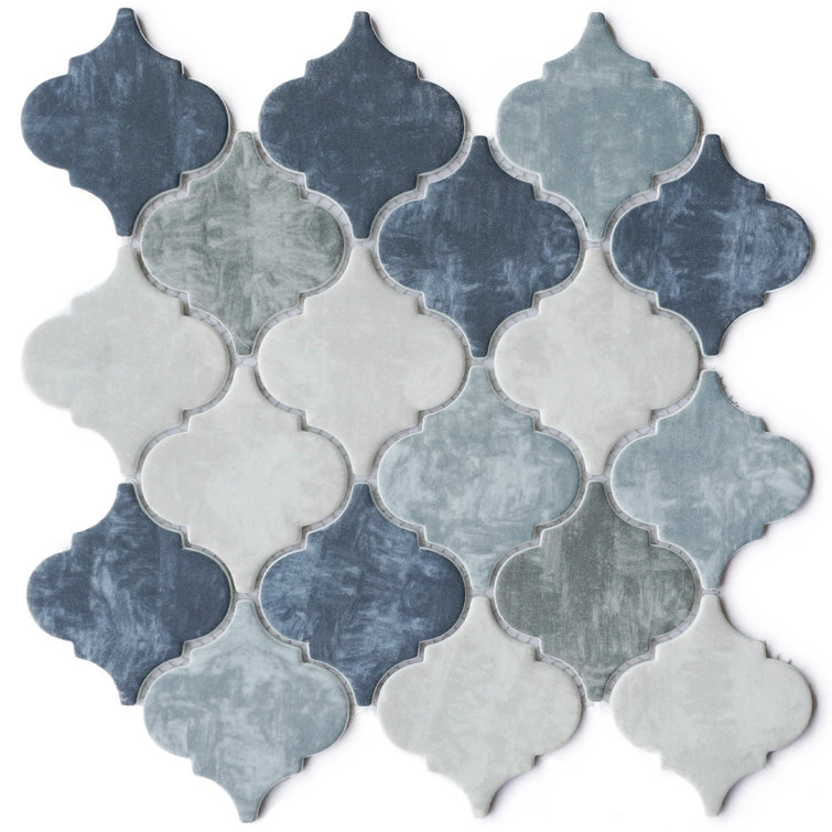 Recycle 4" x 4" Glass Arabesque Fabric look Mosaic Wall Tile