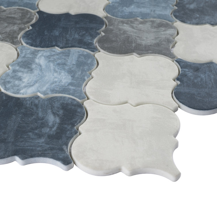 Recycle 4" x 4" Glass Arabesque Fabric look Mosaic Wall Tile