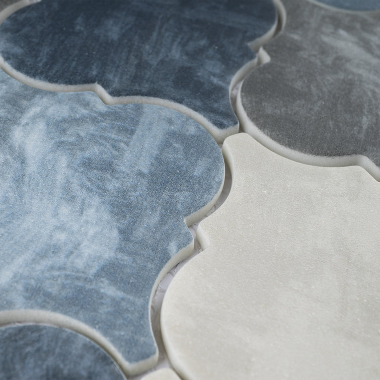 Recycle 4" x 4" Glass Arabesque Fabric look Mosaic Wall Tile