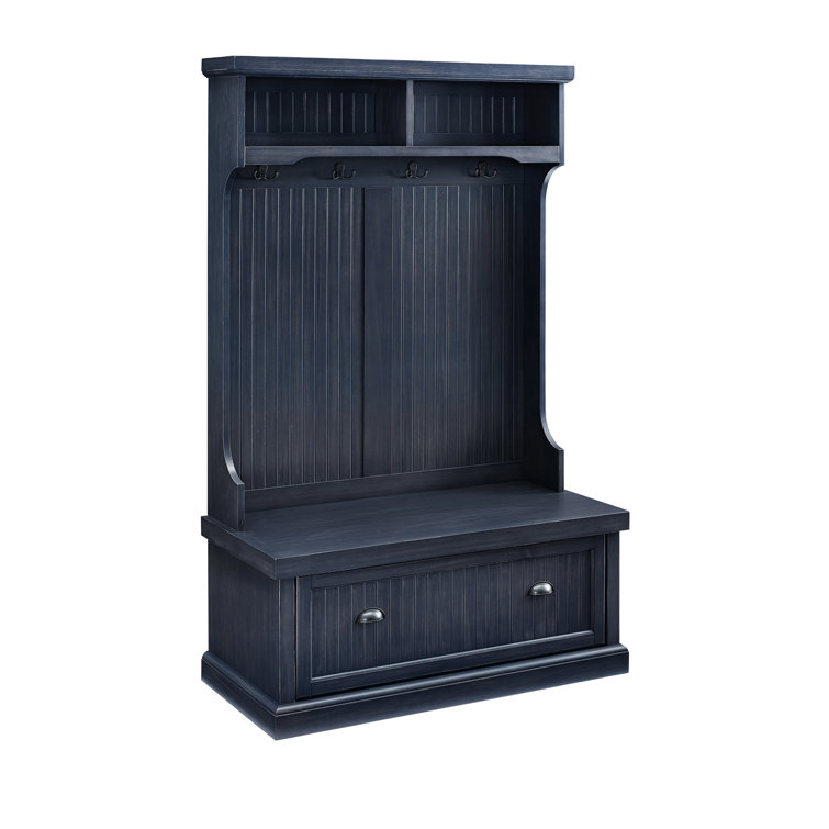 Navy Hall Tree with Bench and Storage Hooks