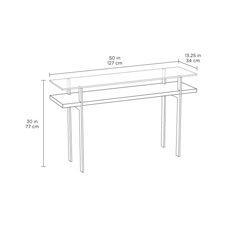 Natural Walnut Glass Top Console Table with Storage