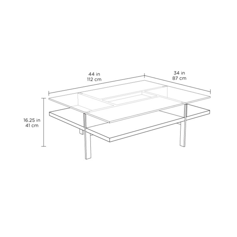 Charcoal Square Glass Top Coffee Table with Metal Base