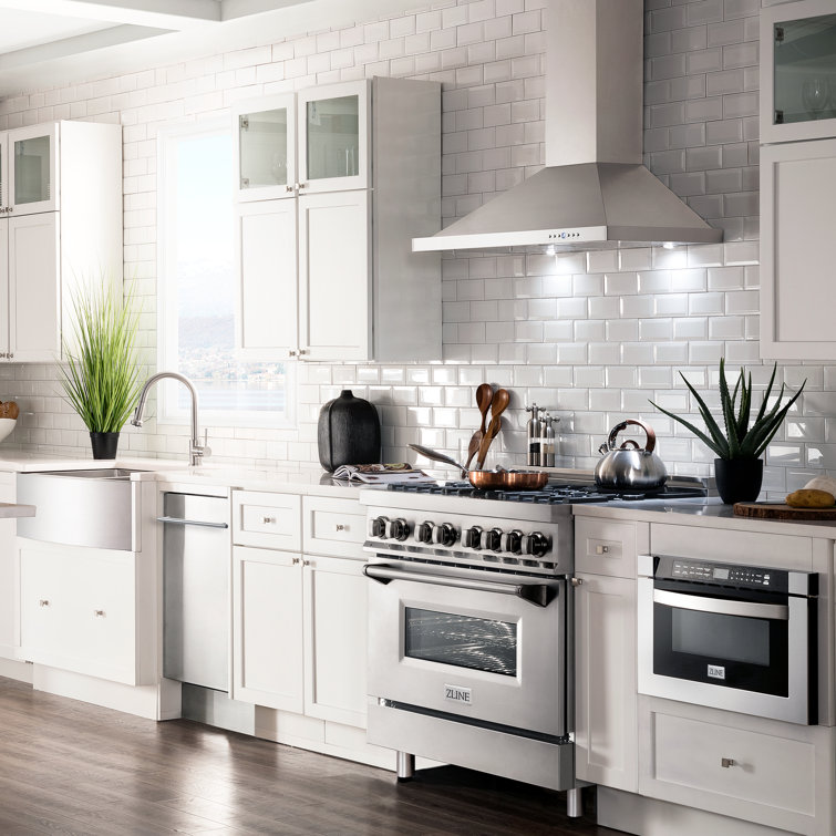 Stainless Steel 30" Convertible Wall Mount Range Hood with Charcoal Filters