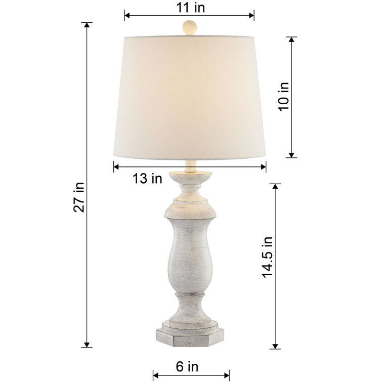 Maxax Farmhouse White Poly Resin 27" Table Lamp Set with Fabric Drum Shade