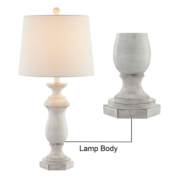 Maxax Farmhouse White Poly Resin 27" Table Lamp Set with Fabric Drum Shade