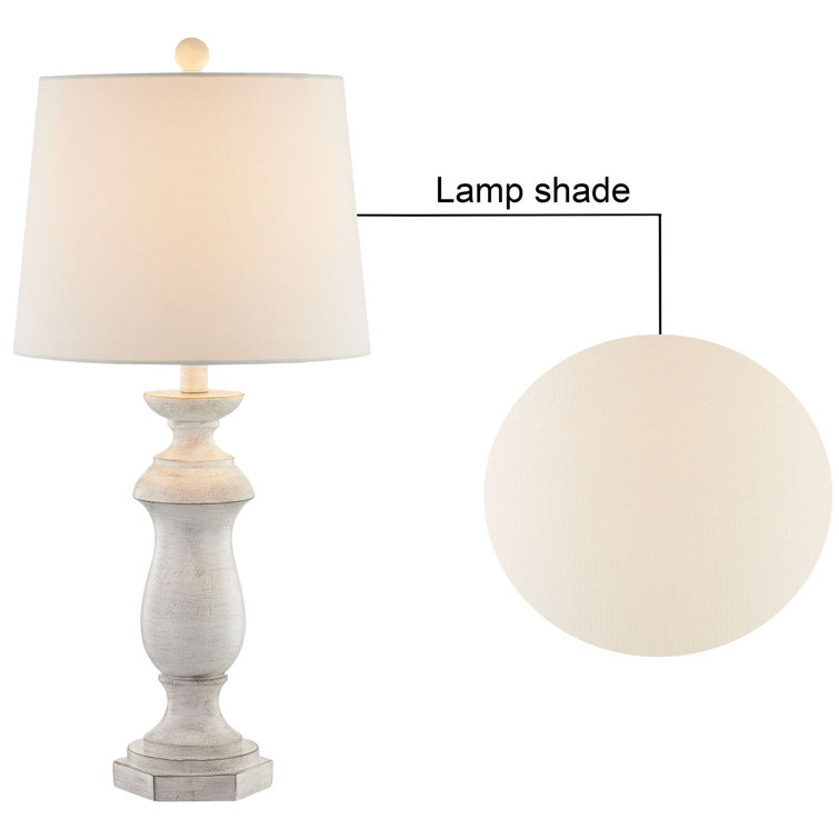 Maxax Farmhouse White Poly Resin 27" Table Lamp Set with Fabric Drum Shade