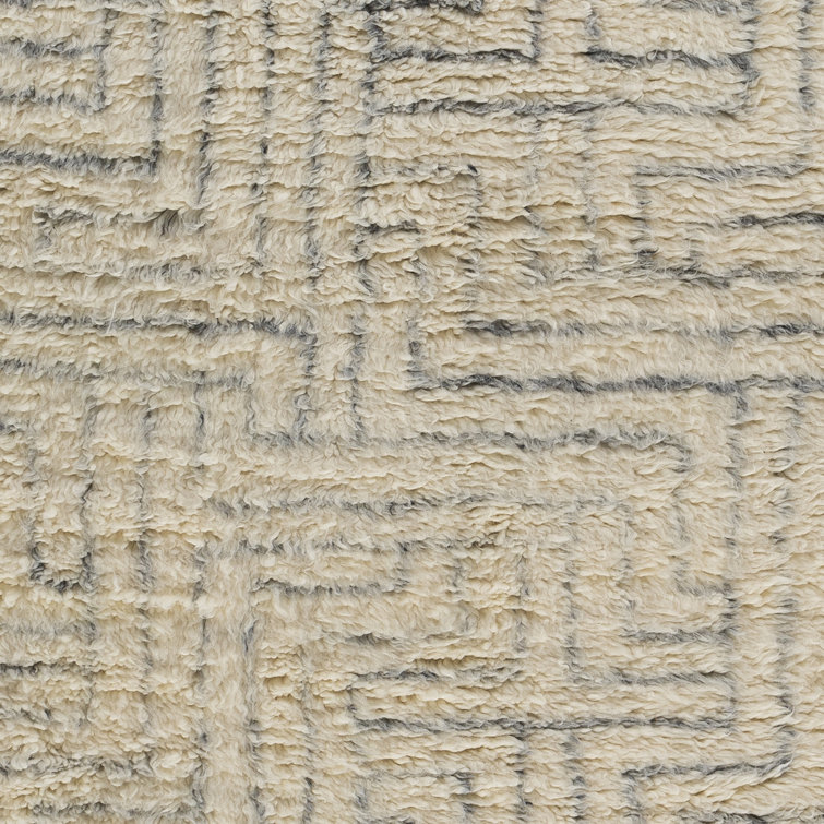 Risa Hand-Knotted Geometric Gray Wool 8'10" x 12' Area Rug