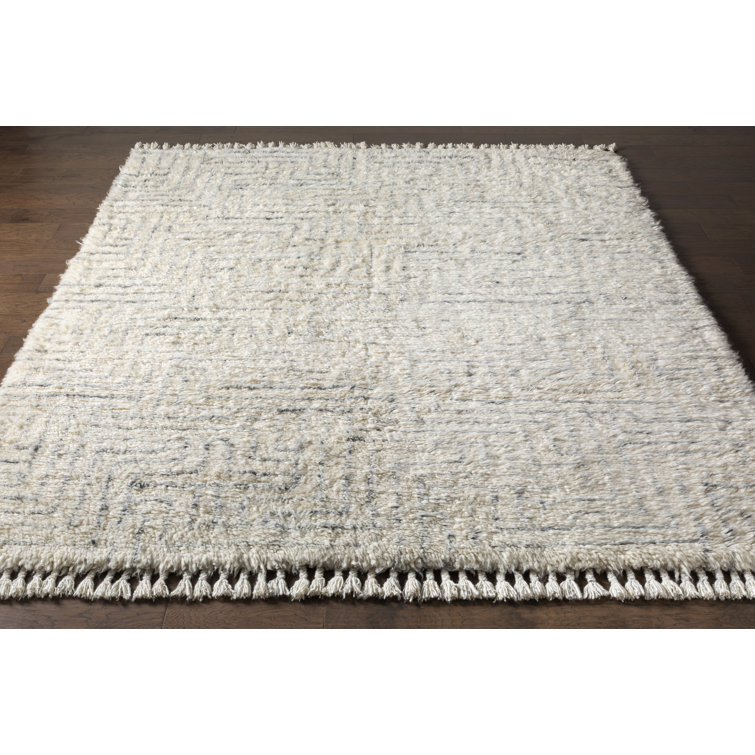 Risa Black Geometric Hand-Knotted Wool Rectangular Area Rug