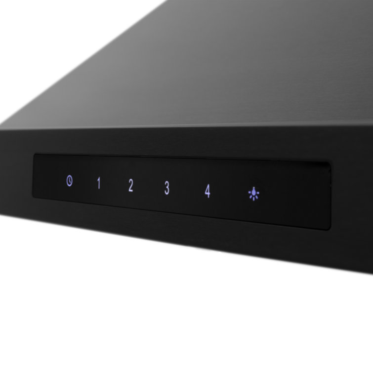 36" Black Stainless Steel Wall Mounted Range Hood with Charcoal Filter