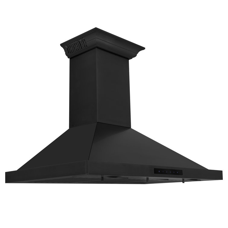 36" Black Stainless Steel Wall Mounted Range Hood with Charcoal Filter