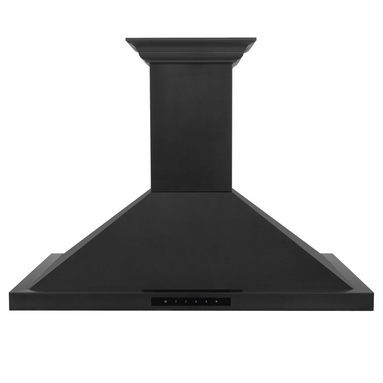 36" Black Stainless Steel Wall Mounted Range Hood with Charcoal Filter