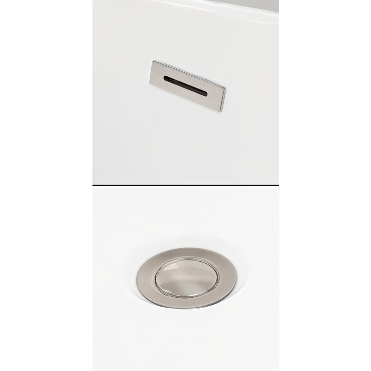 Carissa 71'' White Freestanding Acrylic Bathtub with Brushed Nickel Trim