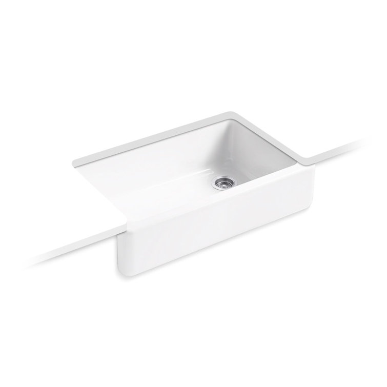 White 36" Cast Iron Farmhouse Kitchen Sink