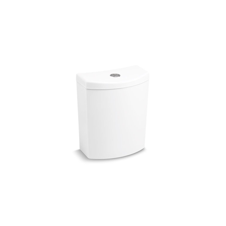 White Compact Dual-Flush Toilet Tank with Modern Curves