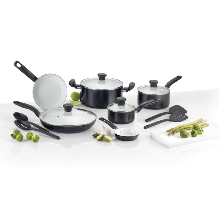 T-fal 14-Piece Black Aluminum Nonstick Cookware Set