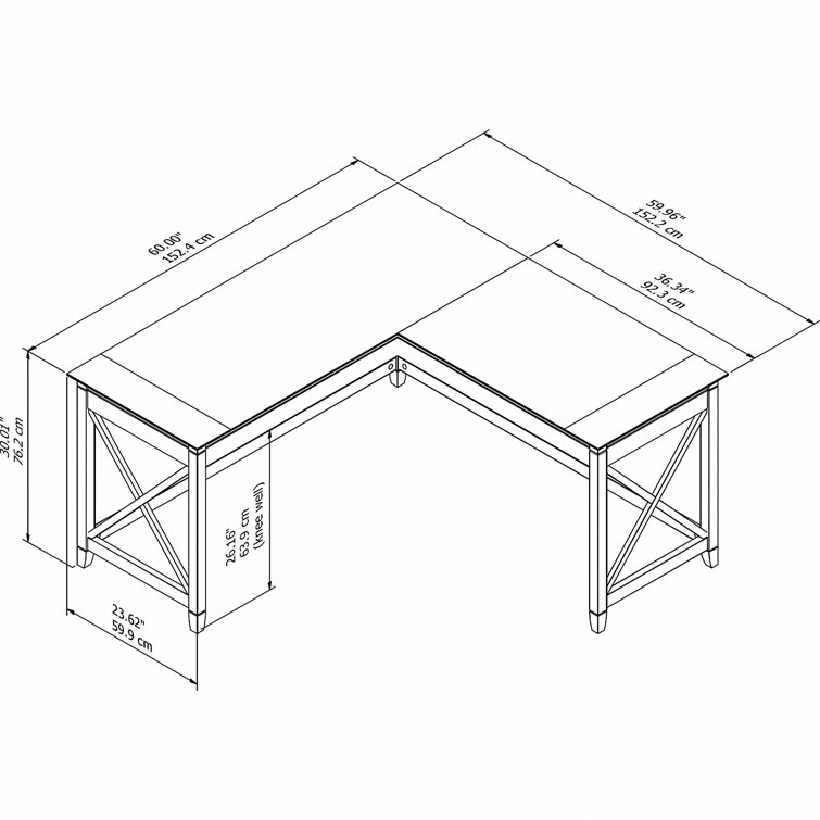 Reclaimed Pine 60" L-Shaped Corner Desk with X-Sides