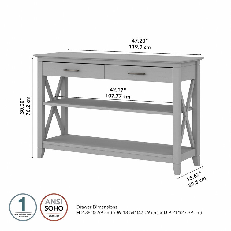 Cape Cod Gray 47" Modern Farmhouse Console Table with Storage