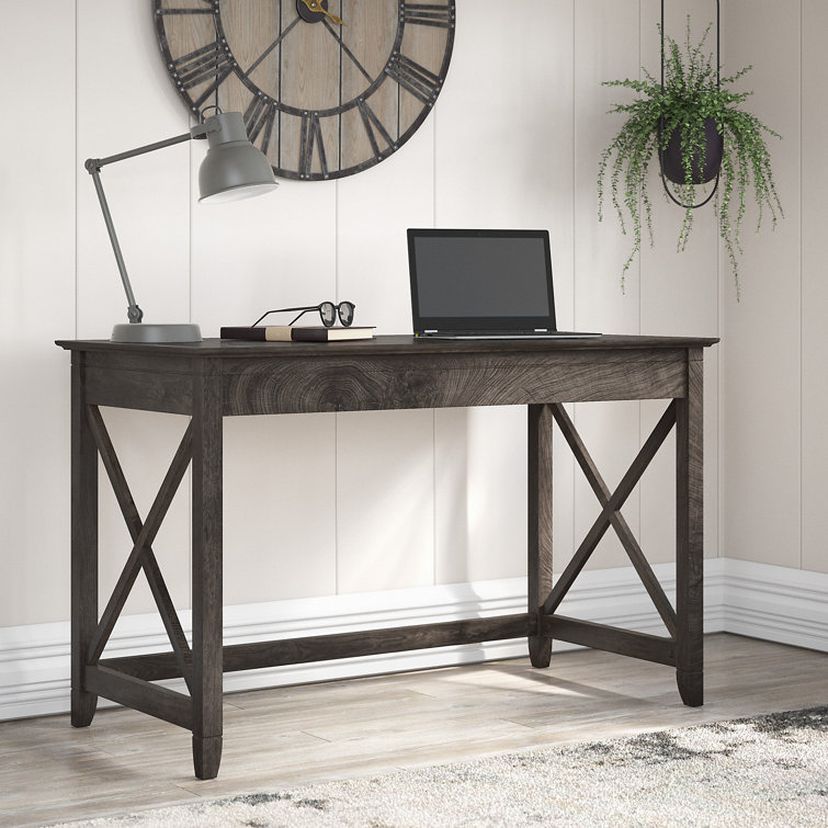 48'' Dark Gray Hickory Engineered Wood Writing Desk with Drawer