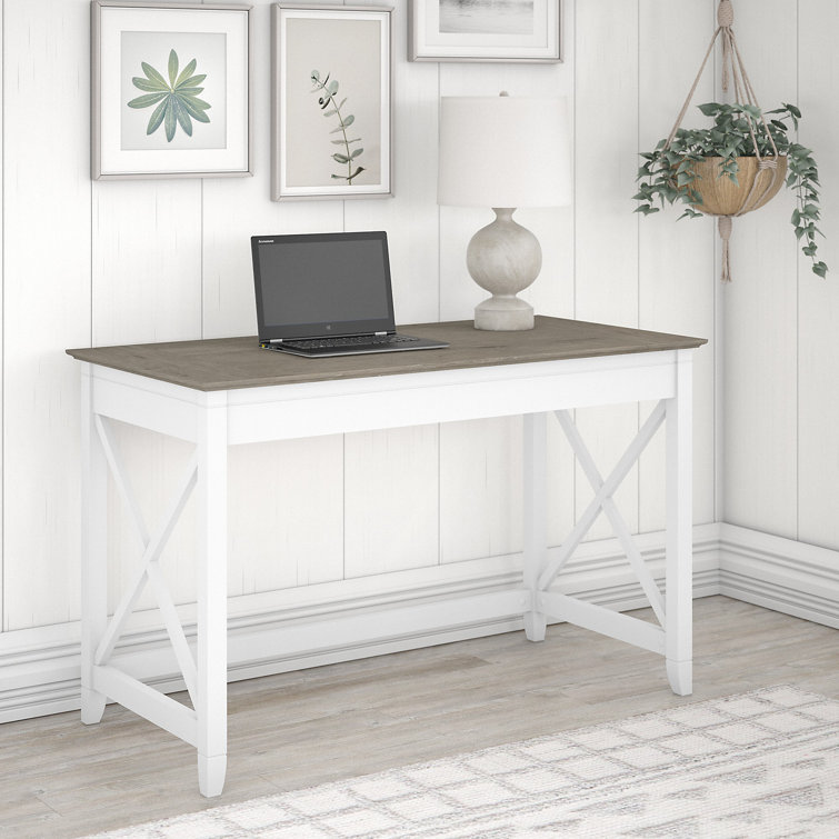 48'' Dark Gray Hickory Engineered Wood Writing Desk with Drawer