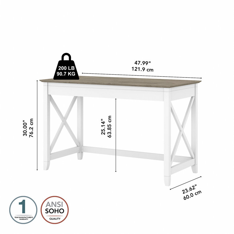 48'' Dark Gray Hickory Engineered Wood Writing Desk with Drawer