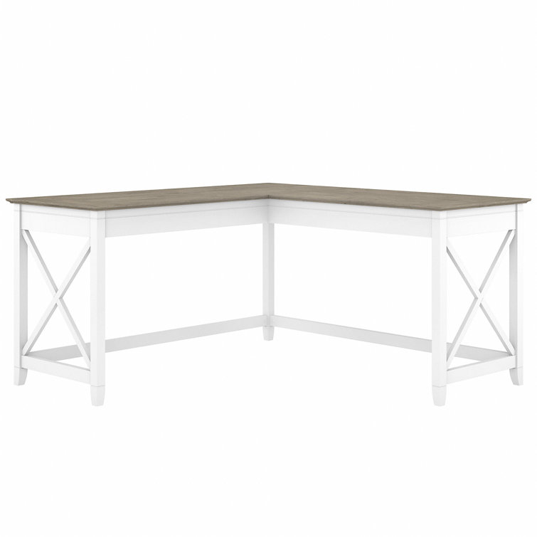 Key West 60" Reclaimed Pine L-Shaped Corner Desk in Pure White