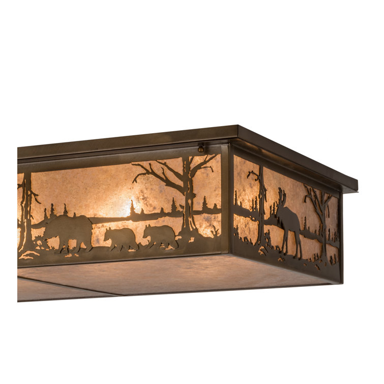 Adirondack Inspired Antique Copper & Silver Mica 8-Light Flush Mount