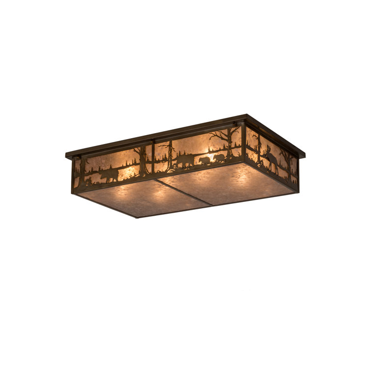 Adirondack Inspired Antique Copper & Silver Mica 8-Light Flush Mount
