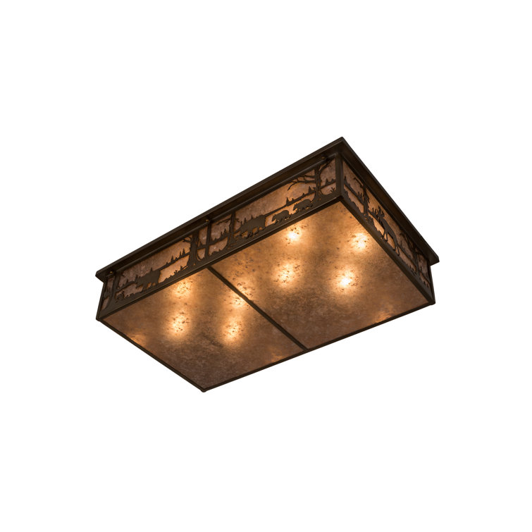 Adirondack Inspired Antique Copper & Silver Mica 8-Light Flush Mount